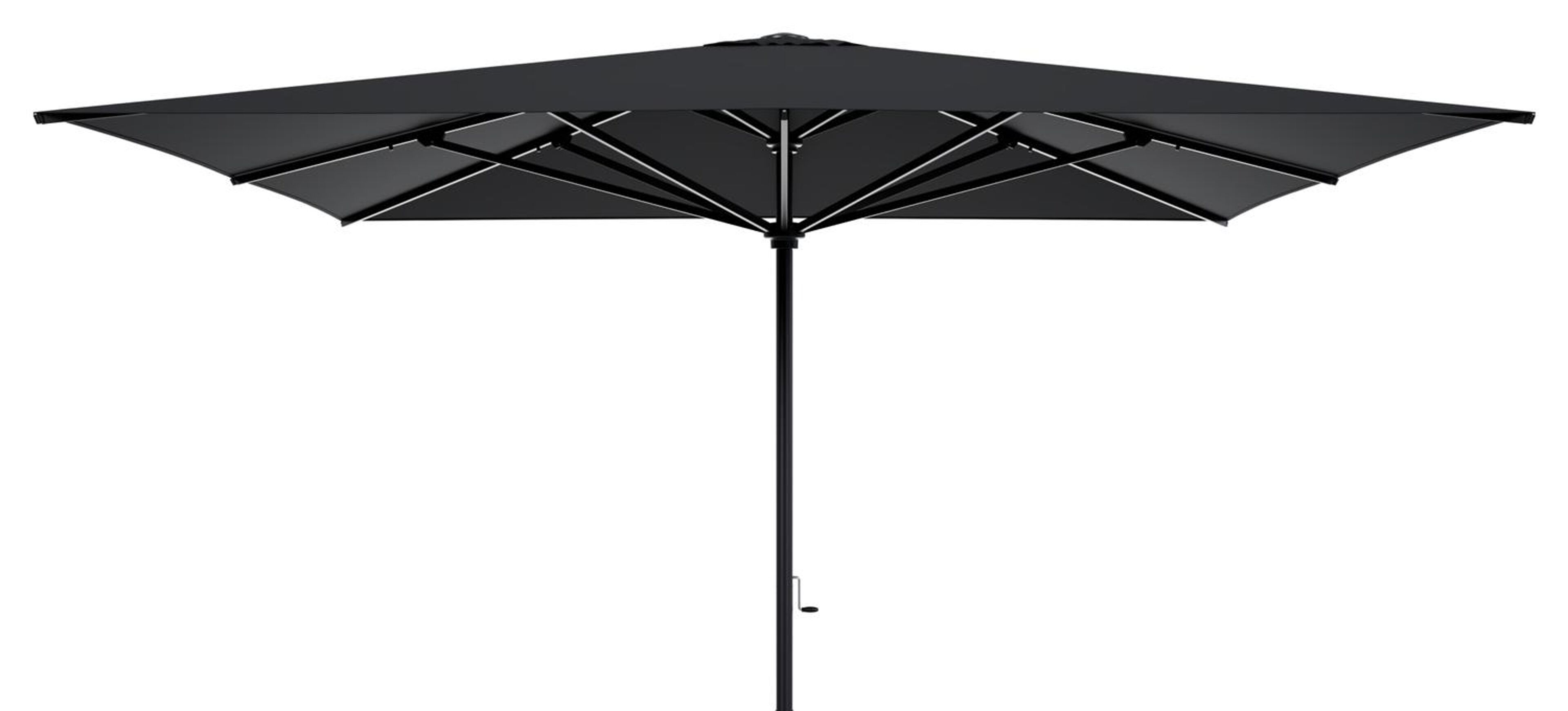 Solino staanparasol in zwart aluminium met zwart all weather sunbrella® premium parasoldoek - L1 400 x L2 400 cm (zonder voet)