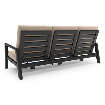 Cirello loungeset in zwart aluminium met heritage papyrus all weather sunbrella® luxe kussen