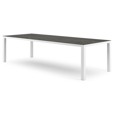 Como tuintafel in wit aluminium en volkeramiek Black Obsession - L 280 x B 110 x H 75 cm