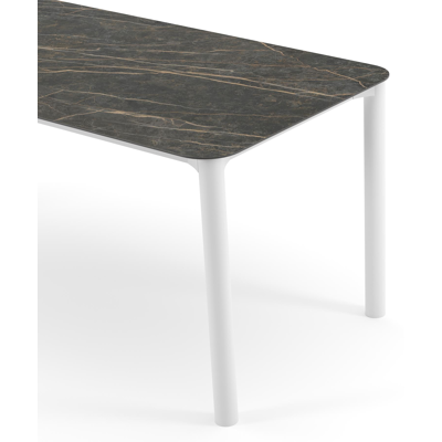 Orso tuintafel rechthoekig afgerond in wit aluminium en volkeramiek Black Obsession - L 200 x B 80 x H 74.5 cm