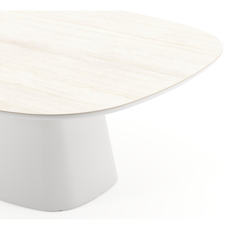 Amico tuintafel bombo xl in wit aluminium en volkeramiek Travertino Bianco - L 210 x B 148 x H 73.5 cm