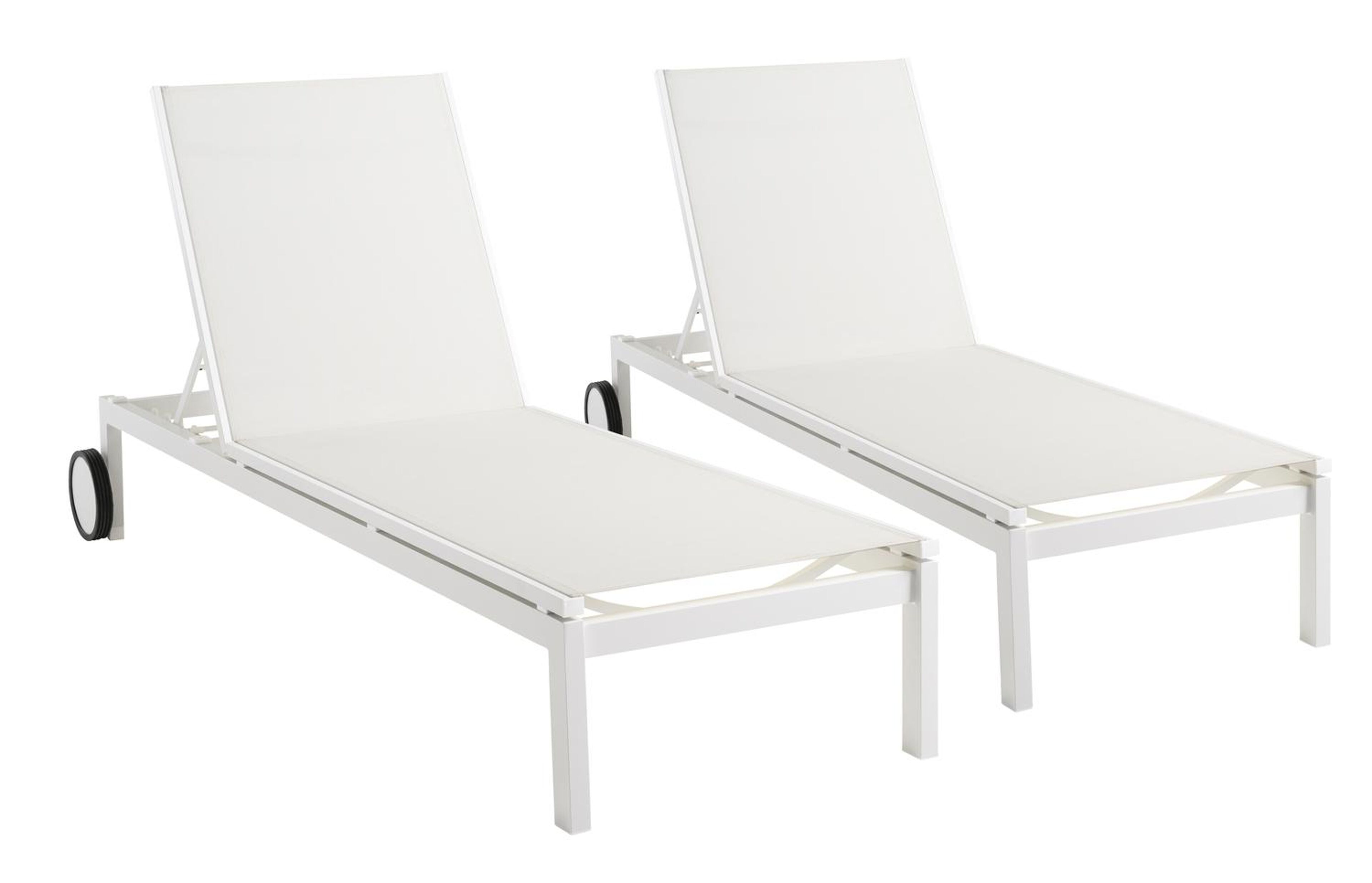 Ensemble de 2 chaises longues réglables Caravelle en aluminium blanc avec textilène blanc