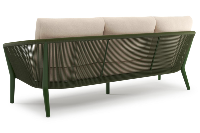 Orso loungeset in groen aluminium en groen verticaal geweven ronde rope met Heritage Papyrus all weather sunbrella® luxe kussen