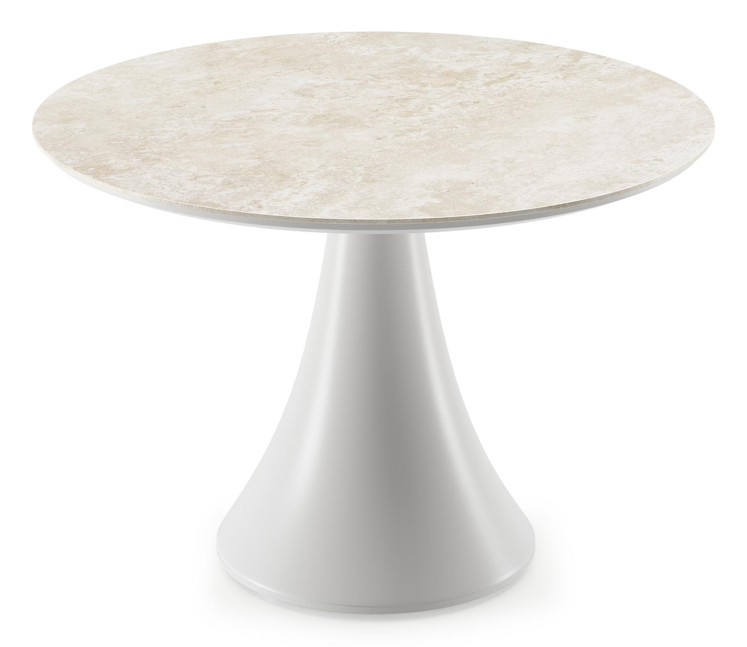 Fano loungetafel rond in wit aluminium en volkeramiek Rapolano - Dia. 85 x H 55 cm