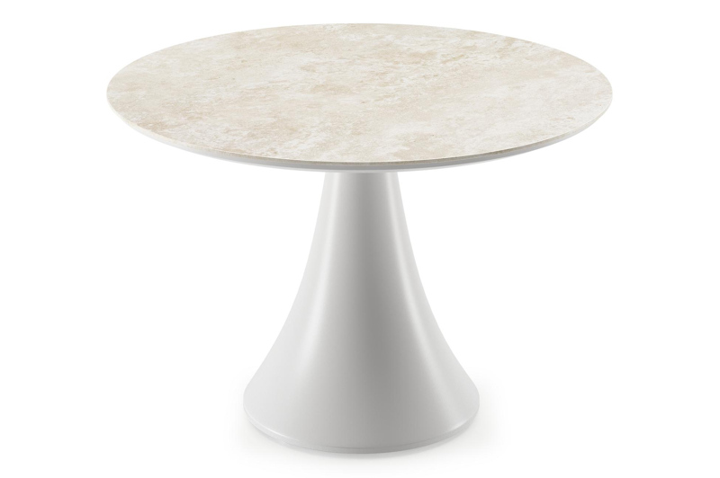 Fano loungetafel rond in wit aluminium en volkeramiek Rapolano - Dia. 85 x H 55 cm