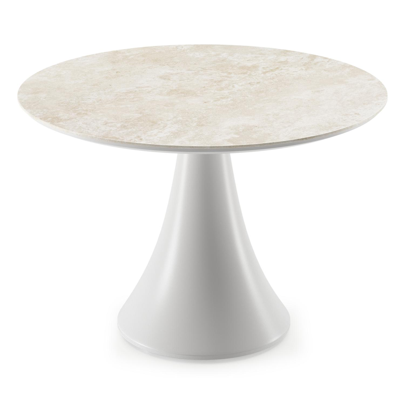 Fano loungetafel rond in wit aluminium en volkeramiek Rapolano - Dia. 85 x H 55 cm