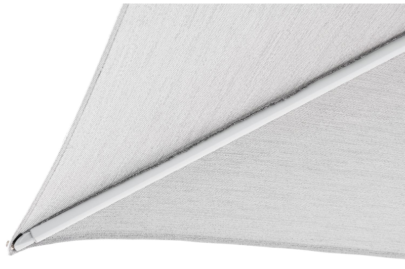 Parasol pendant Minore avec fonction tilt en aluminium blanc avec toile de parasol en all weather sunbrella® luxe savane nimbus - Larg1 300 x Larg2 400 cm (sans pied de parasol)