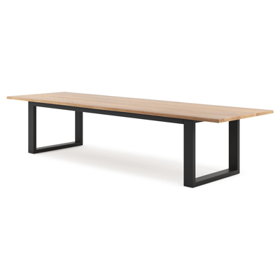 Portorivo tuintafel rechthoekig in zwart aluminium en teak - L 360 x B 107 x H 78 cm