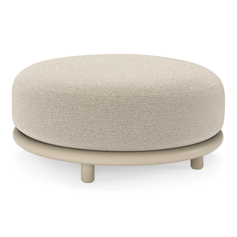 Lomano poef in beige aluminium en beige verticaal geweven luxe vlakke rope met Catania Sand all weather cosytica