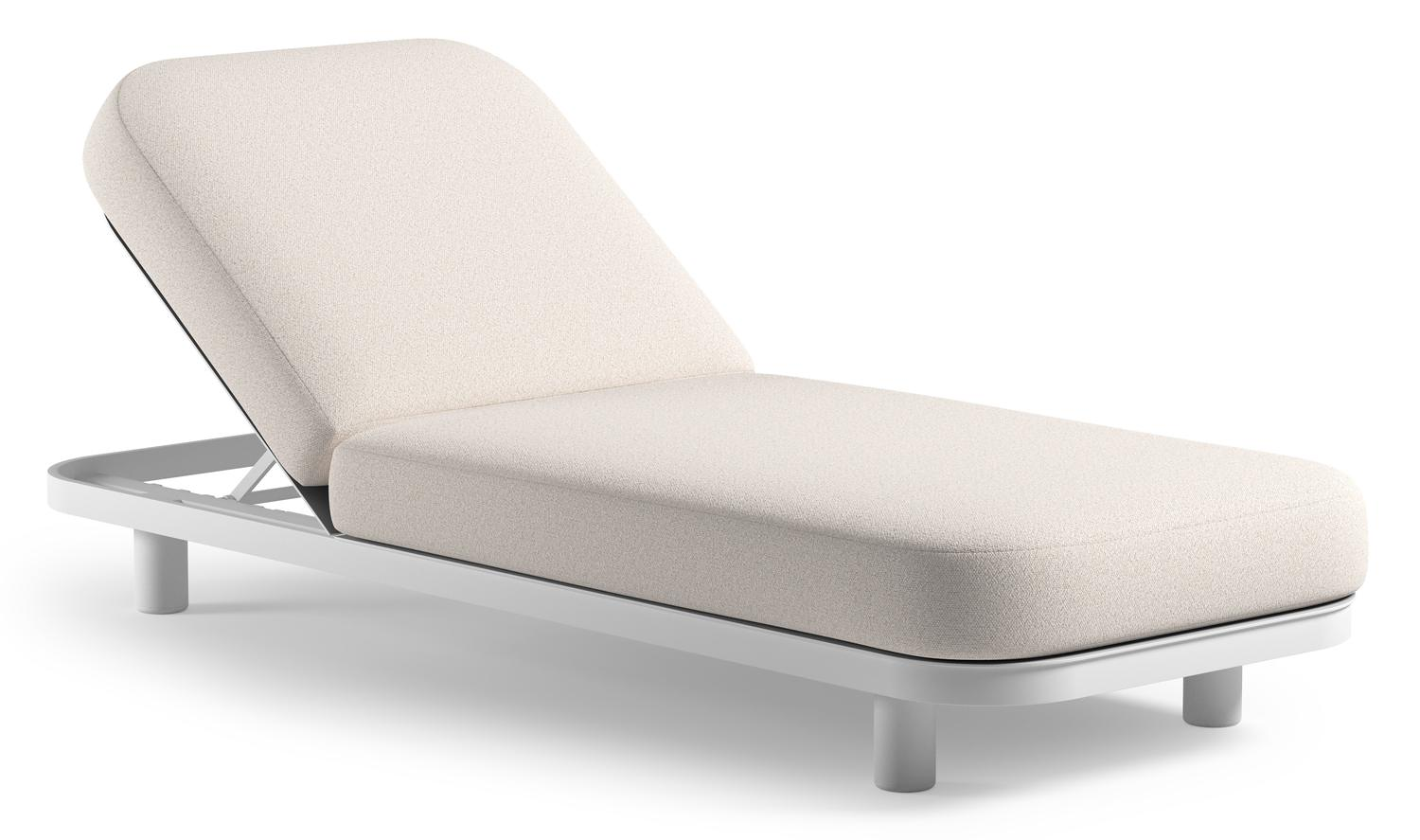 Chaise longue réglable Donato en aluminium blanc et coussin en all weather Solica ego eggshell