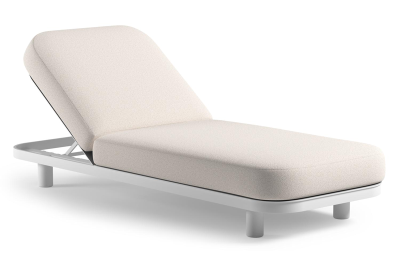 Donato verstelbaar ligbed in wit aluminium met ego eggshell all weather Solica kussen