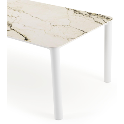 Orso tuintafel rechthoekig afgerond in wit aluminium en volkeramiek colorado dunes - L 240 x B 100 x H 73.5 cm