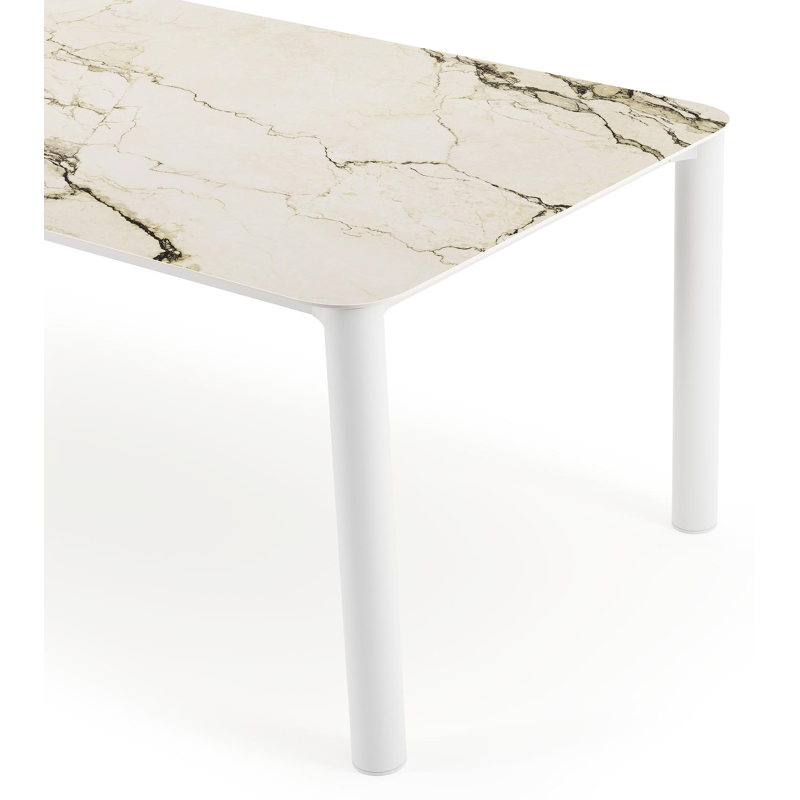 Orso tuintafel rechthoekig afgerond in wit aluminium en volkeramiek colorado dunes - L 240 x B 100 x H 73.5 cm