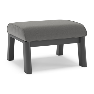 Cirello poef in zwart aluminium met natte charcoal chine all weather sunbrella® luxe kussen