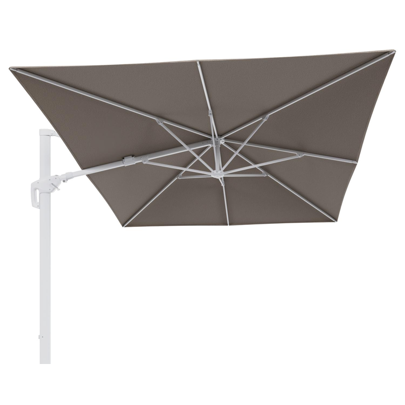 Parasol pendant Minore avec fonction tilt en aluminium blanc et toile de parasol en All Weather Solica Firenze Earth  - Lg.1 400 x Lg.2 300 cm (sans pied de parasol)