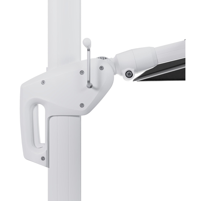 Parasol pendant Minore avec fonction tilt en aluminium blanc et toile de parasol en All Weather Solica Firenze Tunder  - Lg.1 400 x Lg.2 300 cm (sans pied de parasol)