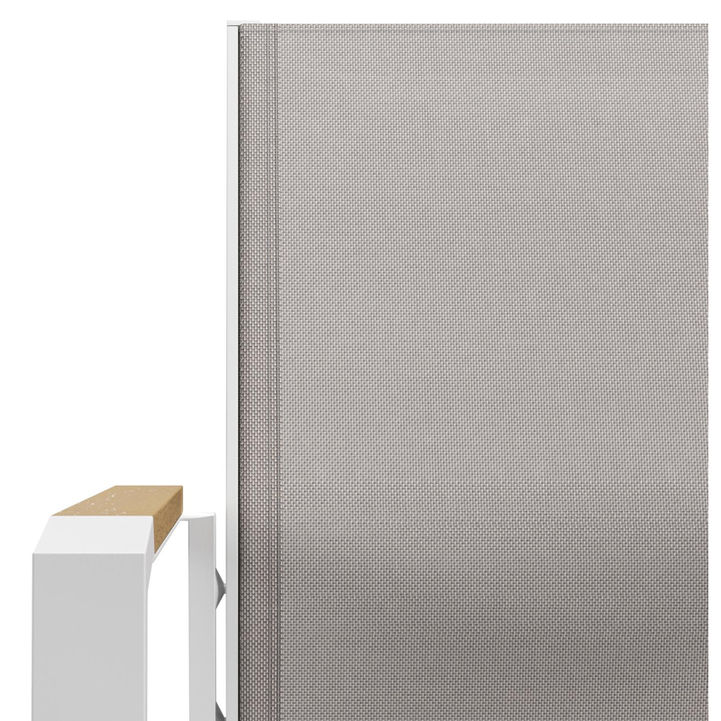 Bahia tuinstoel in wit aluminium en beige textilene en polywood armleuning