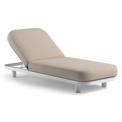 Chaise longue réglable Donato en aluminium blanc et coussin en all weather Sunbrella® luxe slow farafra