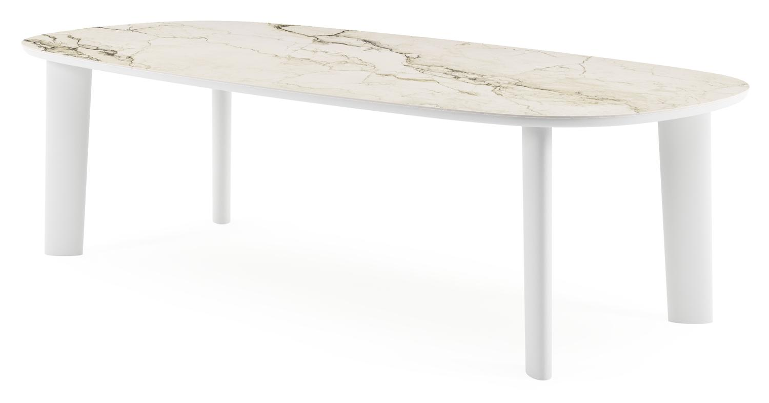 Amico tuintafel bombo in wit aluminium en volkeramiek Colorado Dunes - L 270 x B 125 x H 73.5 cm
