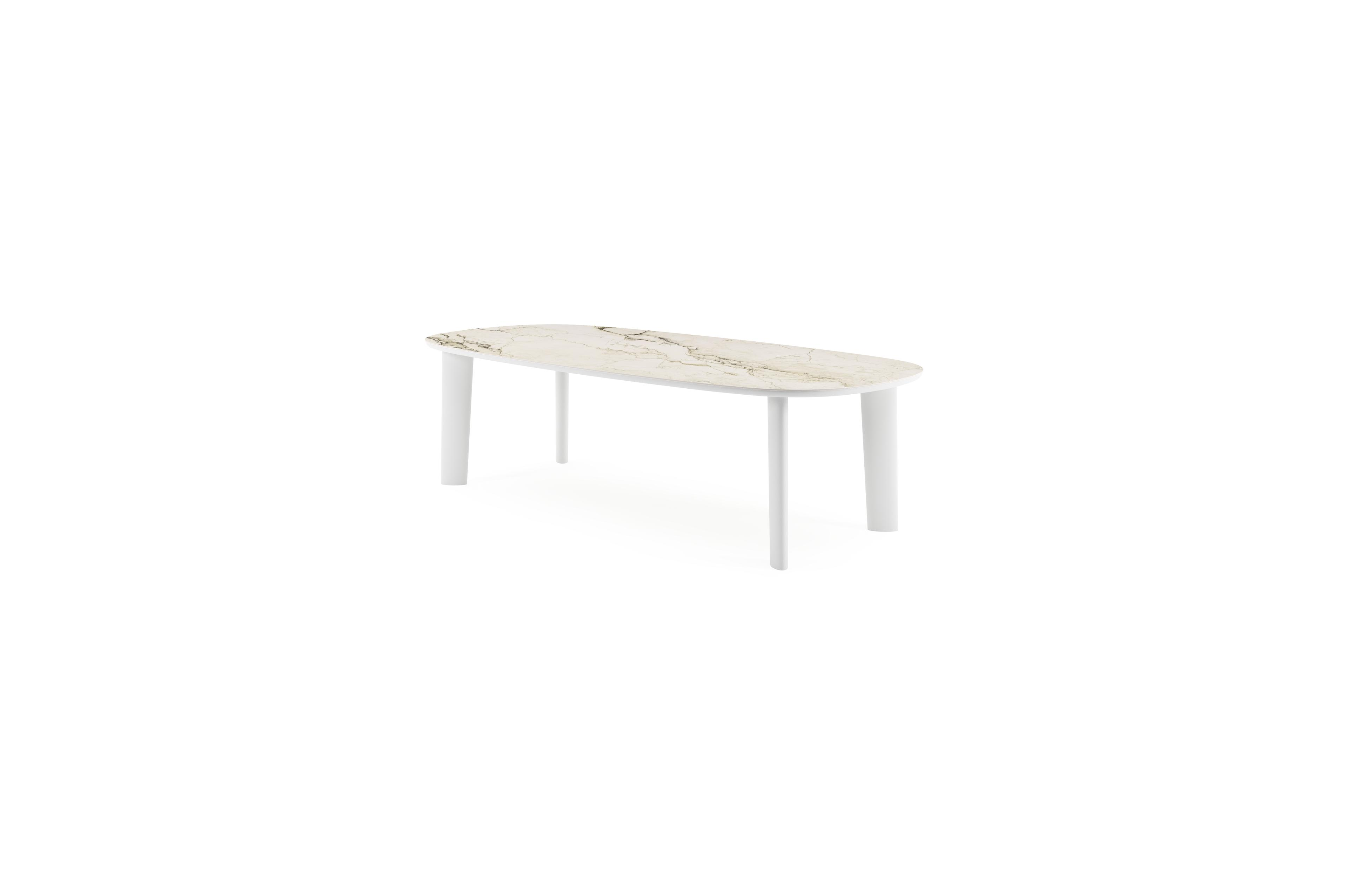 Amico tuintafel bombo in wit aluminium en volkeramiek Colorado Dunes - L 270 x B 125 x H 73.5 cm