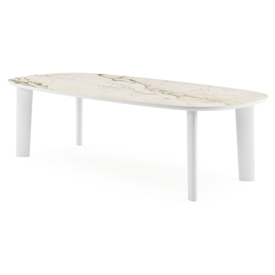 Amico tuintafel bombo in wit aluminium en volkeramiek Colorado Dunes - L 270 x B 125 x H 73.5 cm