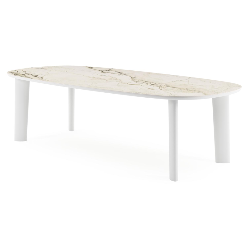 Amico tuintafel bombo in wit aluminium en volkeramiek Colorado Dunes - L 270 x B 125 x H 73.5 cm