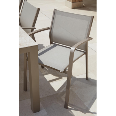 Lago stapelbare tuinstoel cappuccino - aluminium en textilene