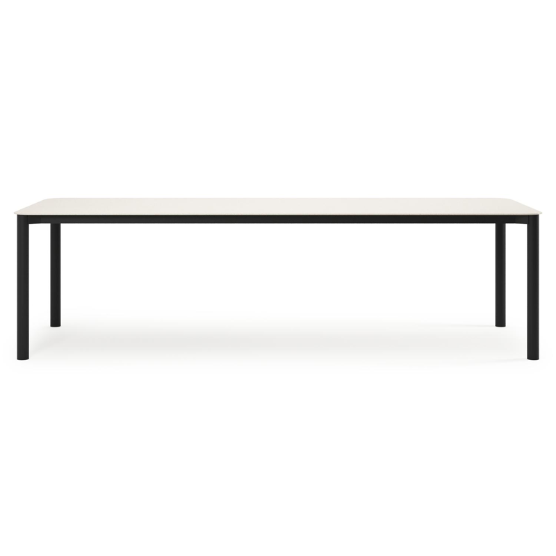 Mira tuintafel rechthoekig afgerond in zwart aluminium en sintered stone Crema minerale - L 270 x B 100 x H 74 cm