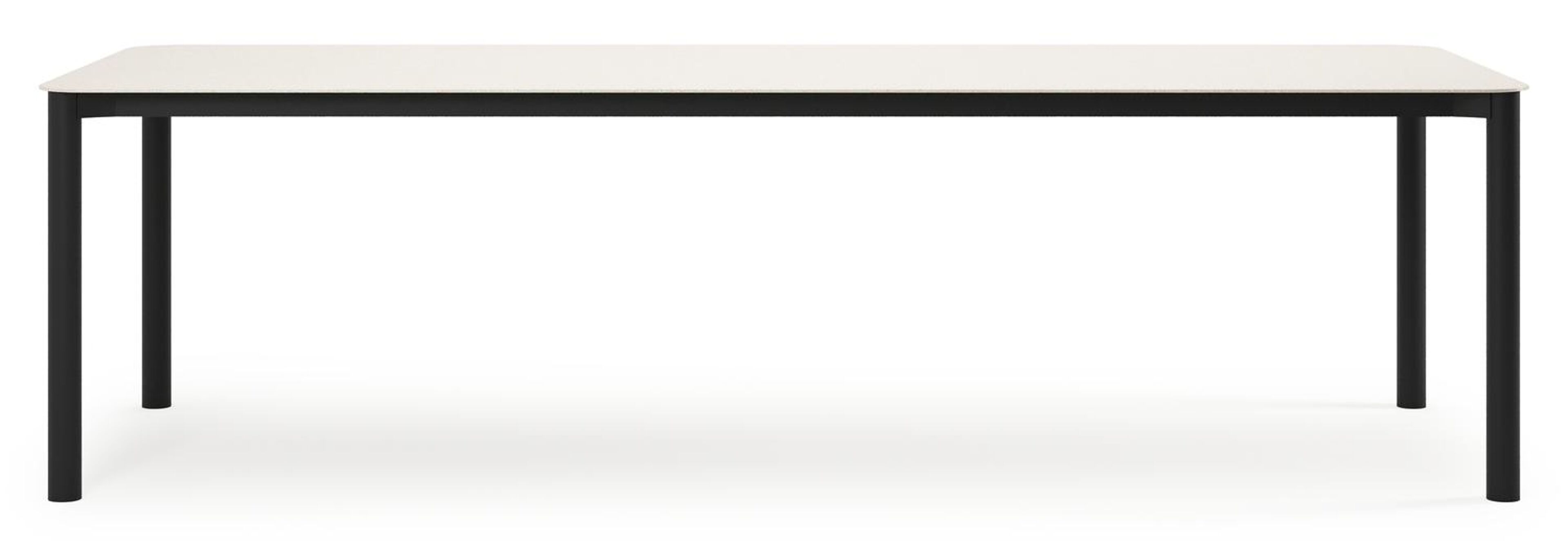 Mira ensemble de jardin rectangulaire arrondi en aluminium noir en sintered stone crema minerale avec 10 chaises de jardin Madura