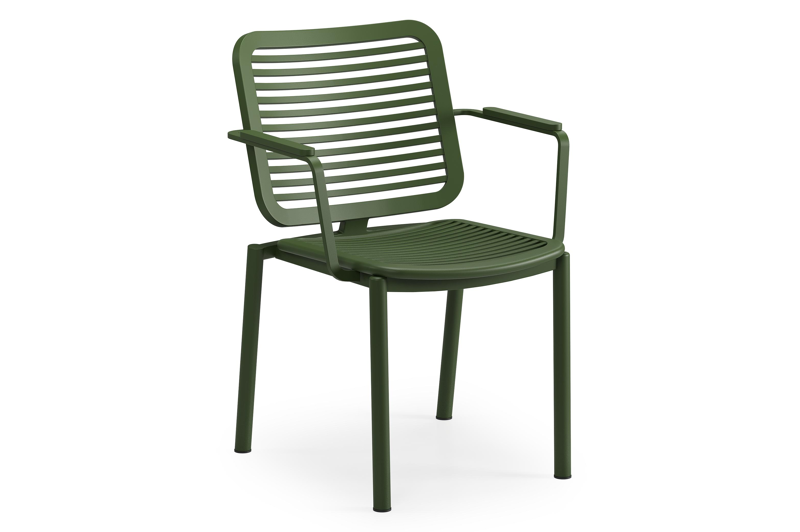 Fano stapelbare tuinstoel in groen aluminium