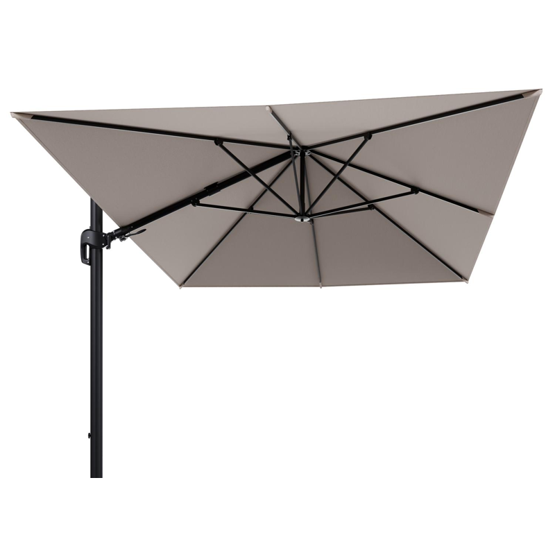 Rufina zweefparasol tiltfunctie in zwart aluminium en parasoldoek in All Weather Sunbrella® Luxe Wander Pilat - L1 400 x L2 300 cm (zonder voet) (zonder voet)