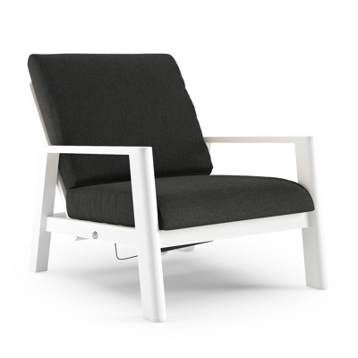 Fauteuil de jardin Cirello en aluminium blanc et coussins en all weather sunbrella® luxe chartres sooty