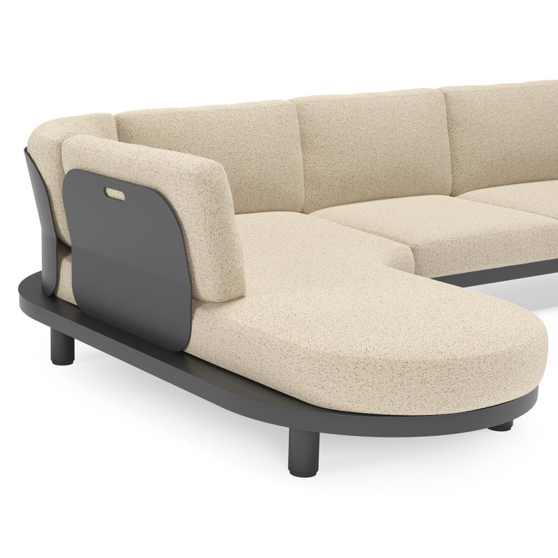 Salon de jardin d'angle Donato en aluminium noir et coussins en all weather cosytica Bora Forest