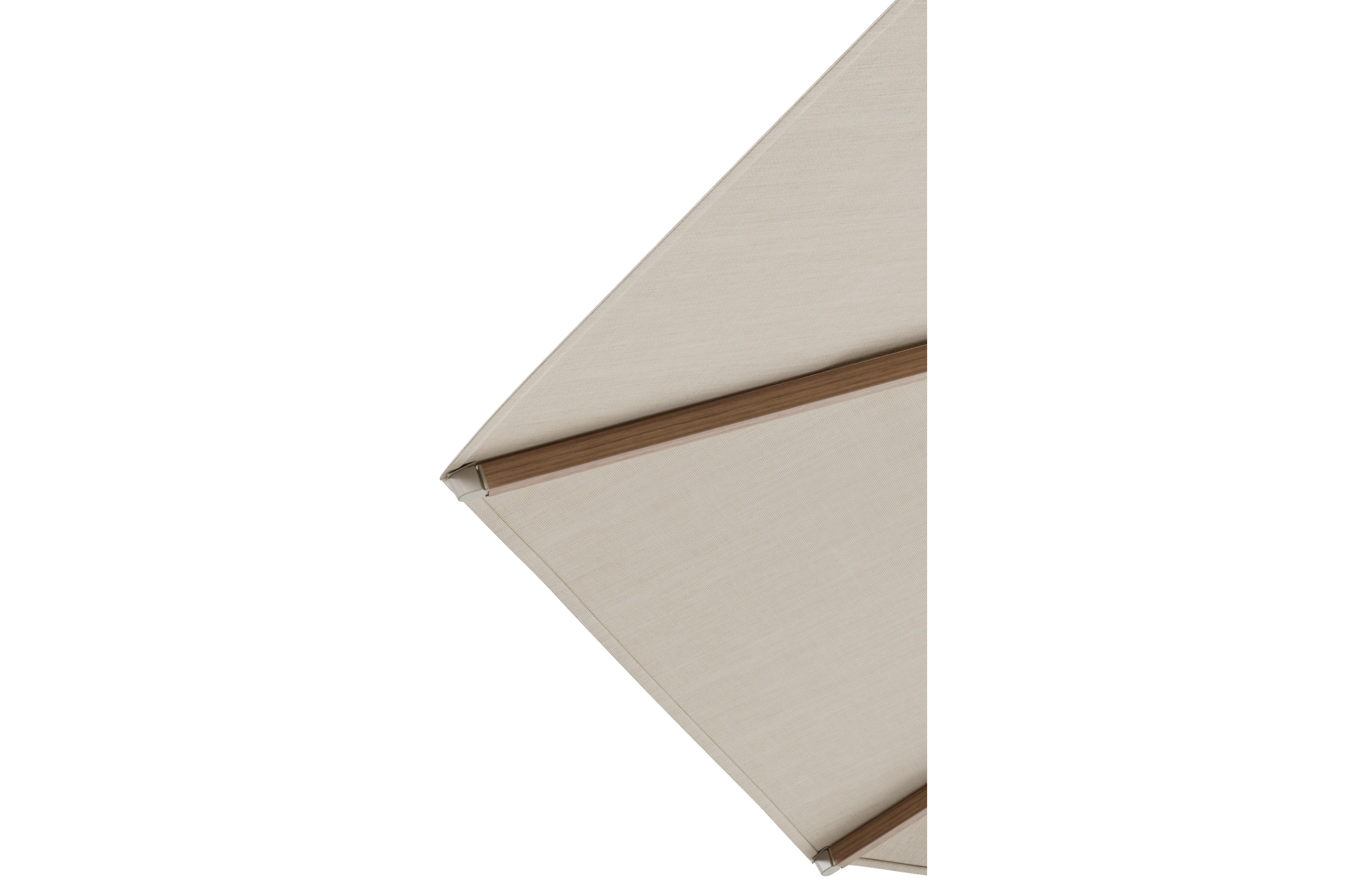 Umbria staanparasol in aluminium houtlook met beige all weather sunbrella® premium parasoldoek - Dia. 250 cm (zonder voet)