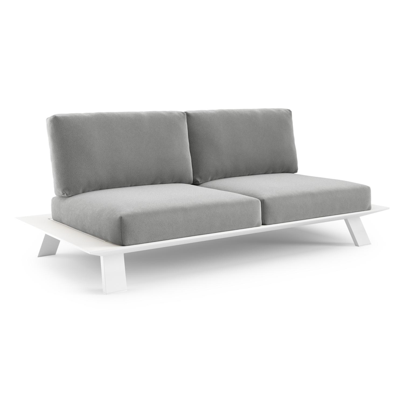 Cesano loungebank in wit aluminium met savane grey all weather Sunbrella® luxe kussen