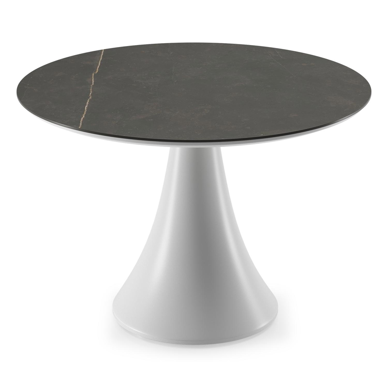 Fano low dining loungetafel rond in wit aluminium en volkeramiek Calatorao - Dia. 85 x H 55 cm