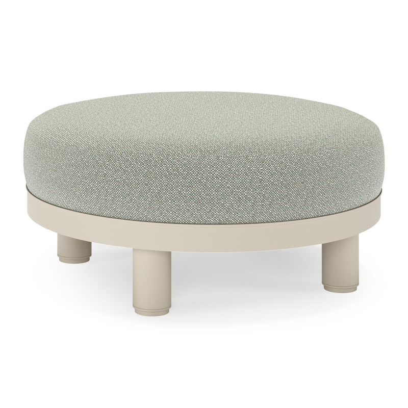 Donato lounge poef in beige aluminium met all weather sunbrella® luxe Savane Leaf kussen