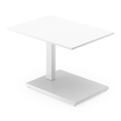 Table d'appoint Cirello Pop up en aluminium blanc et céramique pleine blanc - Lg 70 x larg. 50 x H 44/66 cm