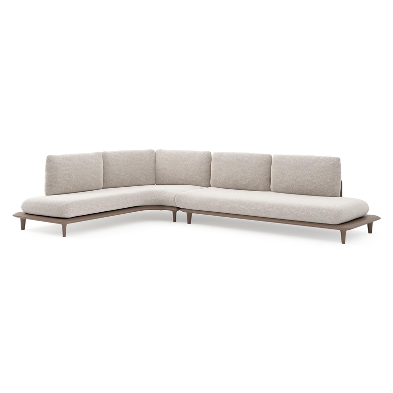 Bomero loungehoek in taupe aluminium met tundra sand all weather sunbrella® luxe kussen