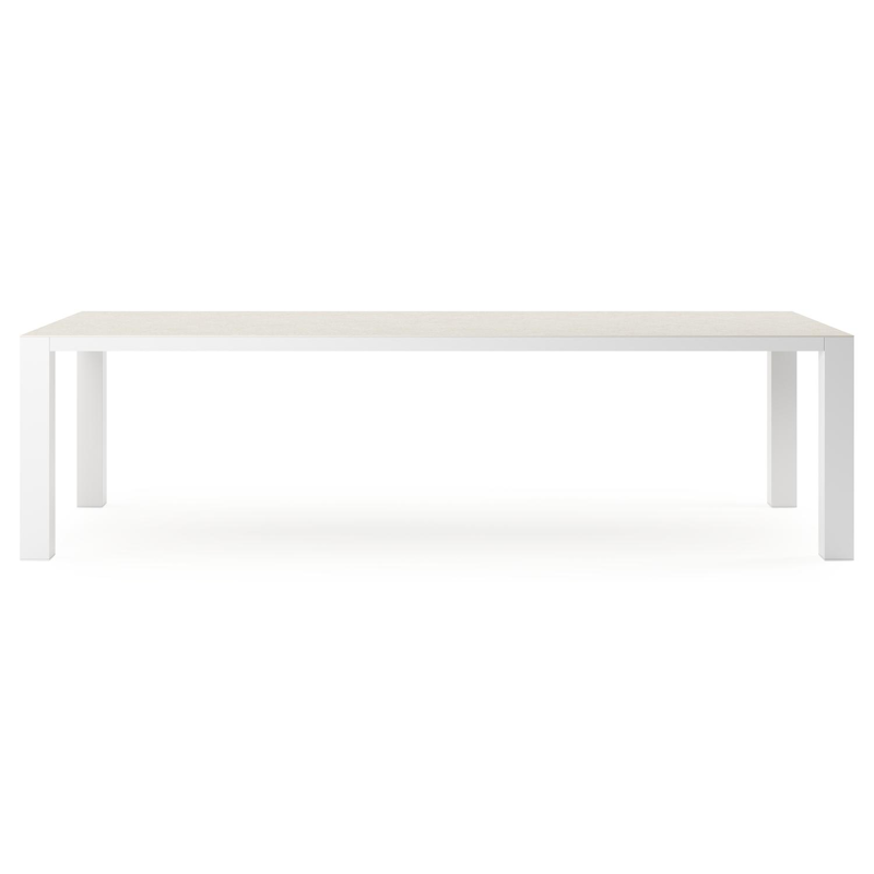 Table de jardin Nano en aluminium blanc et céramique pleine shilin - Lg 280 x Larg. 110 x H 75 cm