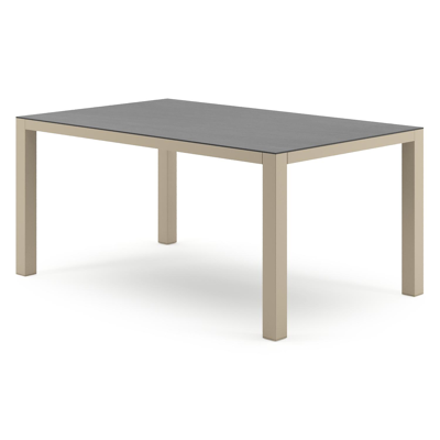 Como tuintafel rechthoekig in beige aluminium en volkeramiek Basalt Black - L 160 x B 100 x H 73 cm