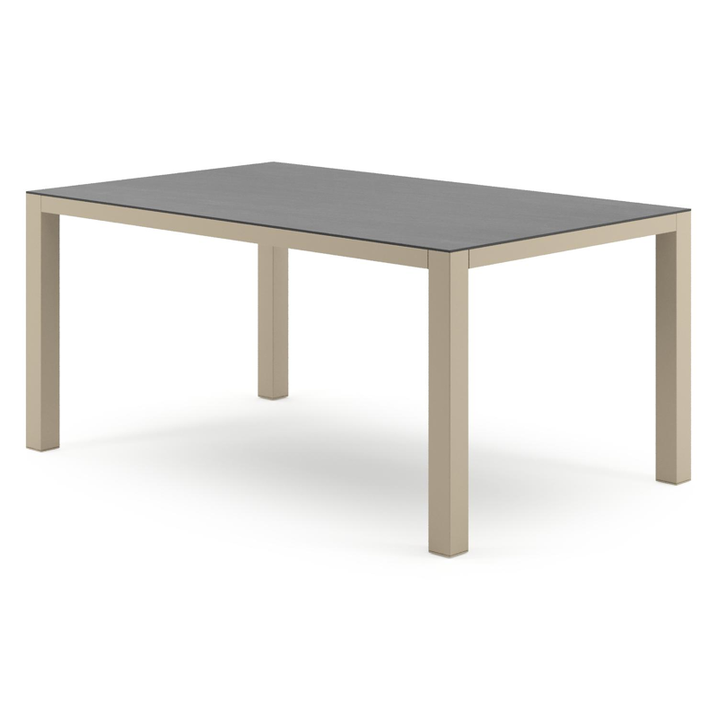 Como tuintafel rechthoekig in beige aluminium en volkeramiek Basalt Black - L 160 x B 100 x H 73 cm