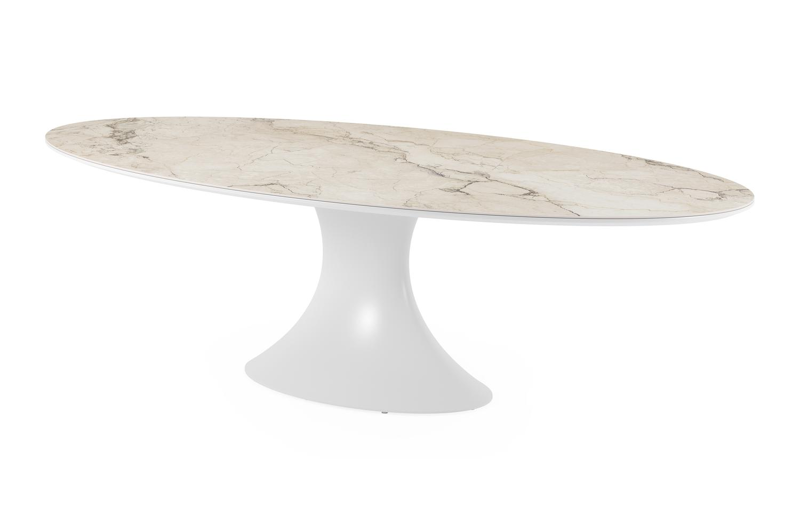 Fano tuintafel ovaal in wit aluminium en volkeramiek colorado dunes - L 290 x B 148 x H 75 cm