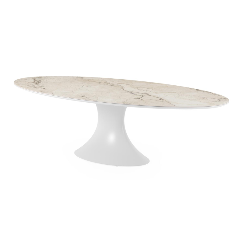 Fano tuintafel ovaal in wit aluminium en volkeramiek colorado dunes - L 290 x B 148 x H 75 cm