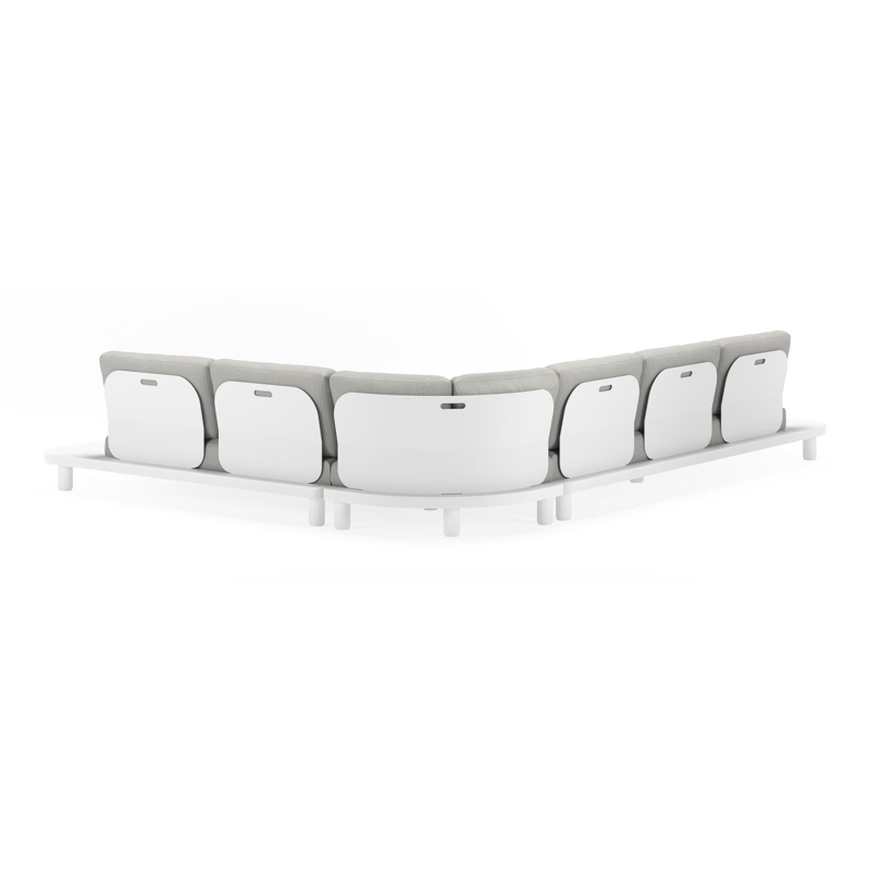 Donato loungehoek in wit aluminium met zori graphite all weather sunbrella® luxe kussens