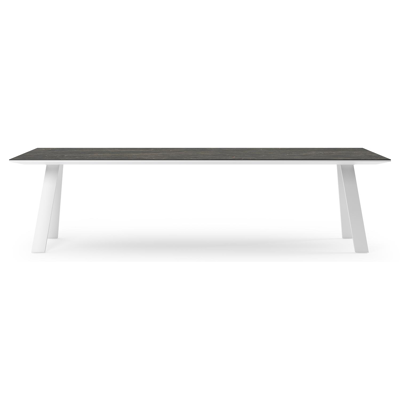 Table de jardin Cesano rectangulaire en aluminium blanc et céramique pleine Black Obsession - Lg. 280 x Lrg. 110 x Haut. 75 cm