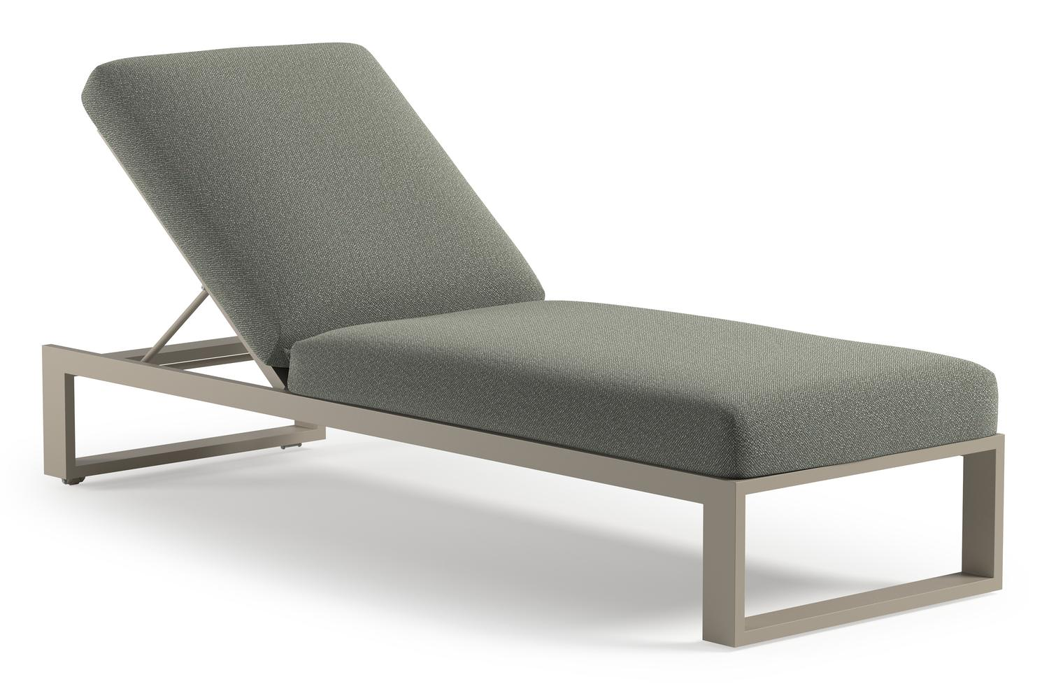 Verato verstelbaar ligbed in beige aluminium met savane leaf all weather sunbrella® luxe