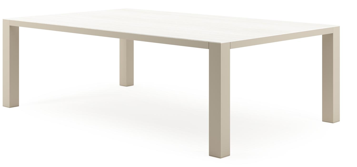 Table de jardin Nano XL rectangulaire en aluminium beige et céramique pleine Calista Lg. 240 x Lrg. 148 x Haut. 75 cm
