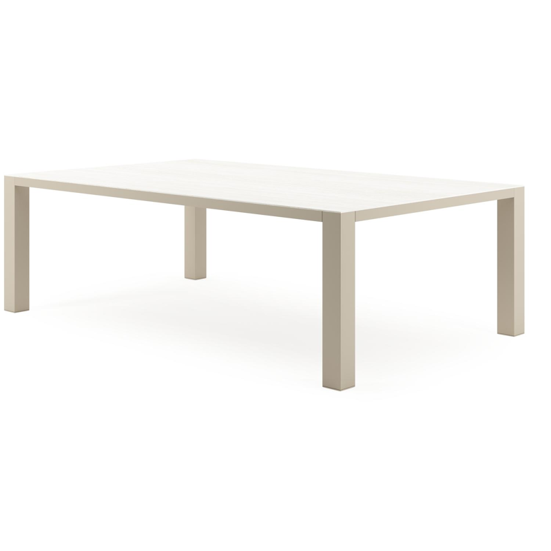 Table de jardin Nano XL rectangulaire en aluminium beige et céramique pleine Calista Lg. 240 x Lrg. 148 x Haut. 75 cm