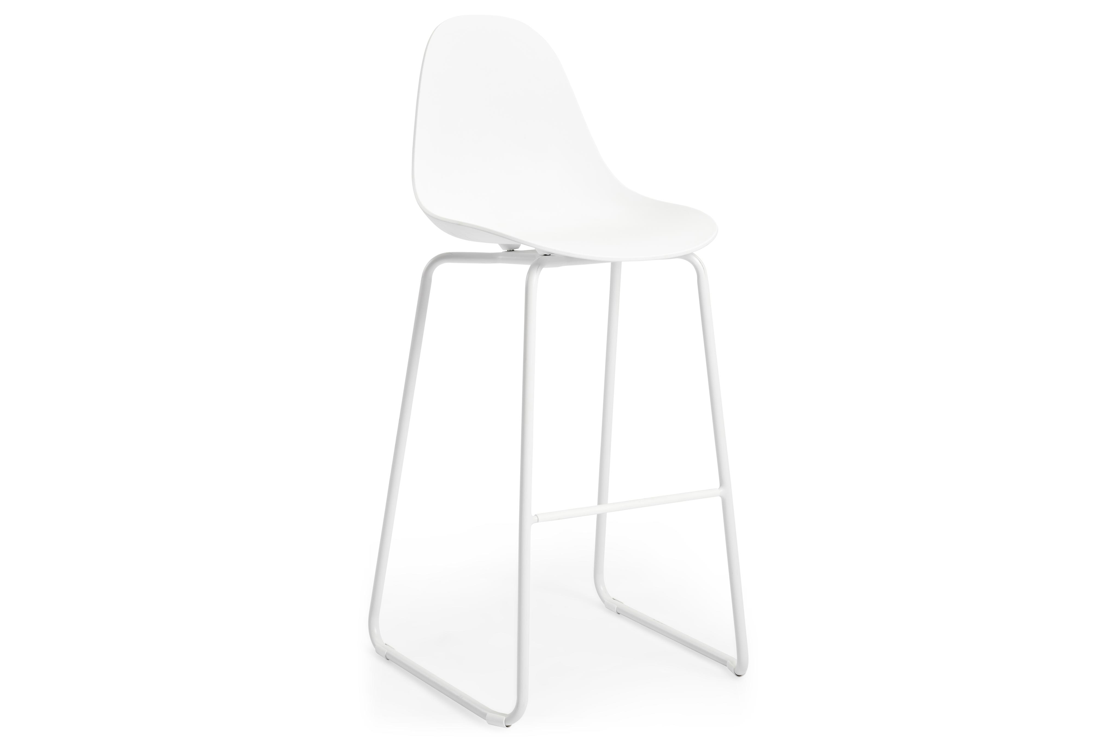 Pagino barstoel in wit aluminium en wit kunststof